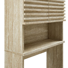Load image into Gallery viewer, Render Over the Toilet Faux Travertine Bathroom Storage Cabinet by Modway
