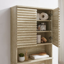 Load image into Gallery viewer, Render Over the Toilet Faux Travertine Bathroom Storage Cabinet by Modway