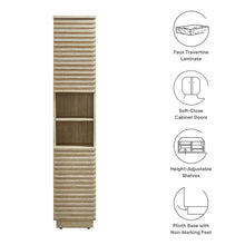 Load image into Gallery viewer, Render Tall Narrow Faux Travertine Linen Storage Cabinet by Modway