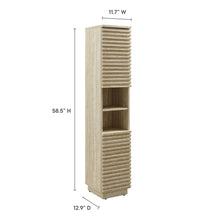 Load image into Gallery viewer, Render Tall Narrow Faux Travertine Linen Storage Cabinet by Modway