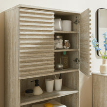 Load image into Gallery viewer, Render Tall Faux Travertine Linen Storage Cabinet by Modway
