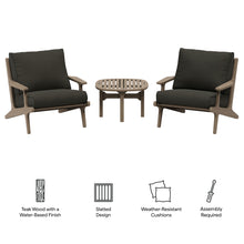 Load image into Gallery viewer, Saratoga 3-Piece Outdoor Patio Teak Wood Furniture Set with Lounge Chairs and Side Table by Modway