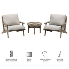 Load image into Gallery viewer, Saratoga 3-Piece Outdoor Patio Teak Wood Furniture Set with Lounge Chairs and Side Table by Modway