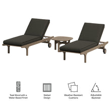 Load image into Gallery viewer, Saratoga Outdoor Patio Teak Wood 3-Piece Chaise Lounge Furniture Set by Modway