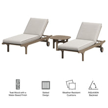 Load image into Gallery viewer, Saratoga Outdoor Patio Teak Wood 3-Piece Chaise Lounge Furniture Set by Modway