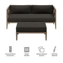 Load image into Gallery viewer, Northlake Outdoor Patio Teak Wood Loveseat and Ottoman Set by Modway