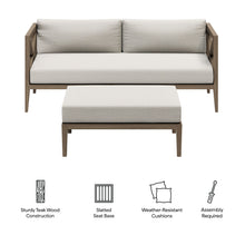 Load image into Gallery viewer, Northlake Outdoor Patio Teak Wood Loveseat and Ottoman Set by Modway