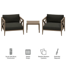 Load image into Gallery viewer, Northlake 3-Piece Outdoor Patio Teak Wood Furniture Set with Armchair and Side Table by Modway