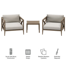 Load image into Gallery viewer, Northlake 3-Piece Outdoor Patio Teak Wood Furniture Set with Armchair and Side Table by Modway