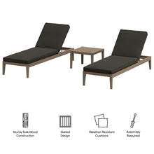 Load image into Gallery viewer, Northlake 3-Piece Outdoor Patio Teak Wood Furniture Set with Chaise Lounges and Side Table by Modway