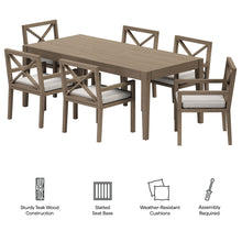 Load image into Gallery viewer, Northlake 7-Piece Outdoor Patio Teak Wood Dining Set by Modway
