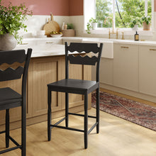 Load image into Gallery viewer, Jax Oak Wood Counter Stool With Wavy Razor Back by Modway
