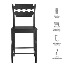 Load image into Gallery viewer, Jax Oak Wood Counter Stool With Wavy Razor Back by Modway