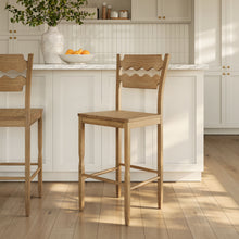Load image into Gallery viewer, Jax Oak Wood Bar Stool With Wavy Razor Back by Modway