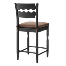 Load image into Gallery viewer, Jax Oak Wood Counter Stool With Wavy Razor Back and Cushion by Modway