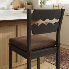Load image into Gallery viewer, Jax Oak Wood Counter Stool With Wavy Razor Back and Cushion by Modway