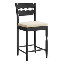 Load image into Gallery viewer, Jax Oak Wood Counter Stool With Wavy Razor Back and Cushion by Modway