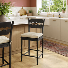 Load image into Gallery viewer, Jax Oak Wood Counter Stool With Wavy Razor Back and Cushion by Modway