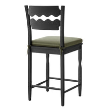Load image into Gallery viewer, Jax Oak Wood Counter Stool With Wavy Razor Back and Cushion by Modway