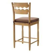 Load image into Gallery viewer, Jax Oak Wood Counter Stool With Wavy Razor Back and Cushion by Modway