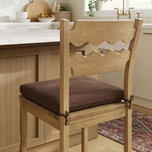 Load image into Gallery viewer, Jax Oak Wood Counter Stool With Wavy Razor Back and Cushion by Modway