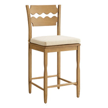 Load image into Gallery viewer, Jax Oak Wood Counter Stool With Wavy Razor Back and Cushion by Modway