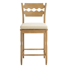 Load image into Gallery viewer, Jax Oak Wood Counter Stool With Wavy Razor Back and Cushion by Modway