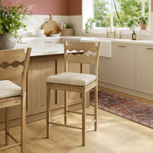 Load image into Gallery viewer, Jax Oak Wood Counter Stool With Wavy Razor Back and Cushion by Modway