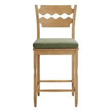 Load image into Gallery viewer, Jax Oak Wood Counter Stool With Wavy Razor Back and Cushion by Modway