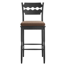 Load image into Gallery viewer, Jax Oak Wood Bar Stool With Wavy Razor Back and Cushion by Modway