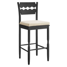 Load image into Gallery viewer, Jax Oak Wood Bar Stool With Wavy Razor Back and Cushion by Modway