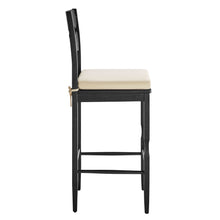 Load image into Gallery viewer, Jax Oak Wood Bar Stool With Wavy Razor Back and Cushion by Modway