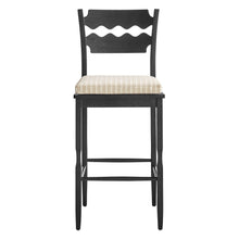 Load image into Gallery viewer, Jax Oak Wood Bar Stool With Wavy Razor Back and Cushion by Modway