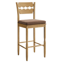 Load image into Gallery viewer, Jax Oak Wood Bar Stool With Wavy Razor Back and Cushion by Modway
