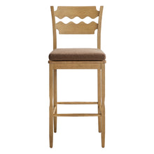 Load image into Gallery viewer, Jax Oak Wood Bar Stool With Wavy Razor Back and Cushion by Modway