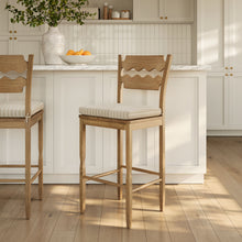 Load image into Gallery viewer, Jax Oak Wood Bar Stool With Wavy Razor Back and Cushion by Modway
