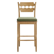 Load image into Gallery viewer, Jax Oak Wood Bar Stool With Wavy Razor Back and Cushion by Modway