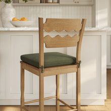 Load image into Gallery viewer, Jax Oak Wood Bar Stool With Wavy Razor Back and Cushion by Modway