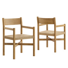 Load image into Gallery viewer, Alvia Oak Wood Dining Armchairs With Woven Seats Set of 2 by Modway