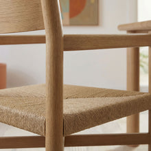 Load image into Gallery viewer, Alvia Oak Wood Dining Armchairs With Woven Seats Set of 2 by Modway