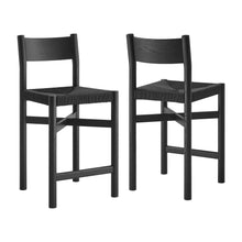 Load image into Gallery viewer, Alvia Oak Wood Counter Stools With Woven Seats Set of 2 by Modway