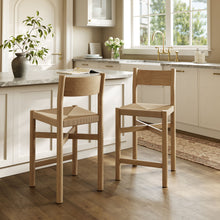 Load image into Gallery viewer, Alvia Oak Wood Counter Stools With Woven Seats Set of 2 by Modway