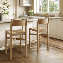 Load image into Gallery viewer, Alvia Oak Wood Counter Stools With Woven Seats Set of 2 by Modway