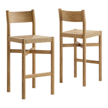 Load image into Gallery viewer, Alvia Oak Wood Bar Stools With Woven Seats Set of 2 by Modway