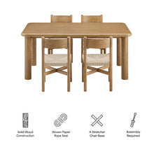 Load image into Gallery viewer, Alvia 5-Piece Oak Wood Dining Table and Chairs Set by Modway