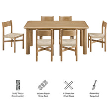 Load image into Gallery viewer, Alvia 7-Piece Oak Wood Dining Table and Chairs Set by Modway