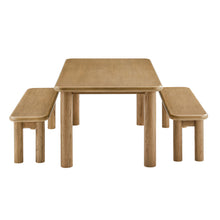 Load image into Gallery viewer, Alvia 3-Piece Oak Wood Dining Table and Benches Set by Modway