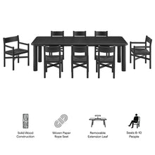 Load image into Gallery viewer, Alvia 9-Piece Oak Wood Extendable Dining Table and Chairs Set by Modway