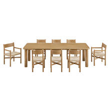 Load image into Gallery viewer, Alvia 9-Piece Oak Wood Extendable Dining Table and Chairs Set by Modway