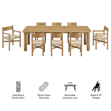 Load image into Gallery viewer, Alvia 9-Piece Oak Wood Extendable Dining Table and Chairs Set by Modway